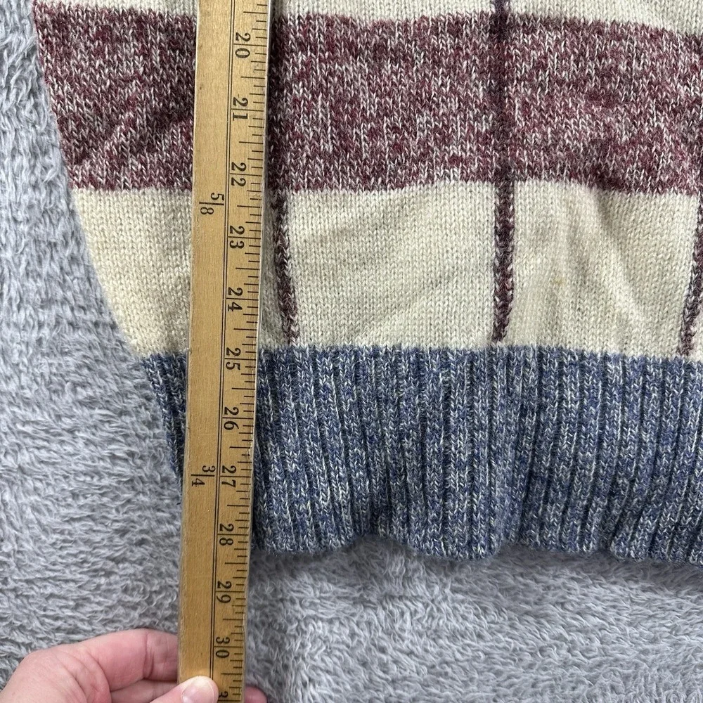 VINTAGE Damon Sweater Mens XL Stripe Pattern England Long‎ Sleeve V Neck Plaid